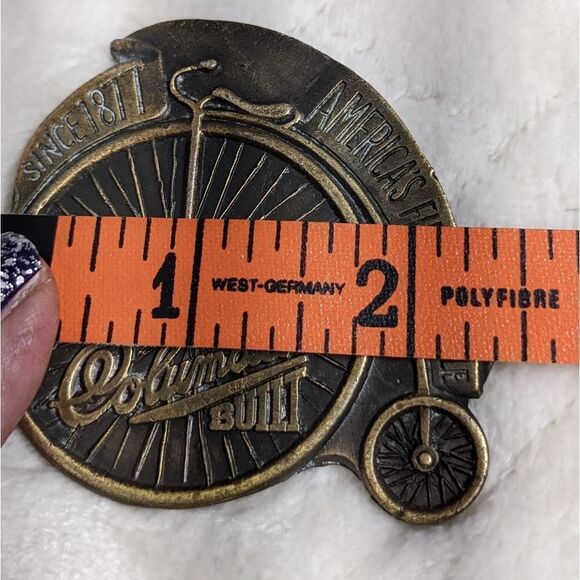 Vintage 70's Columbia Built Bicycle Brass Belt Buckle - Picture 3 of 6